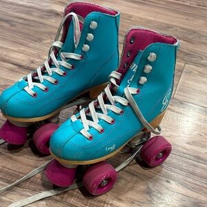 Candy Girl Teal and Pink Roller Skates